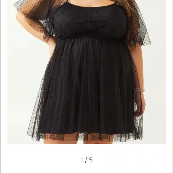 ARULA Black Mesh Overlay Dress - Picture 2 of 6